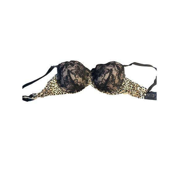 ⭐️ Victoria Secret Lace And Leopard Underwire Padded Bra Size 38D - Picture 1 of 3